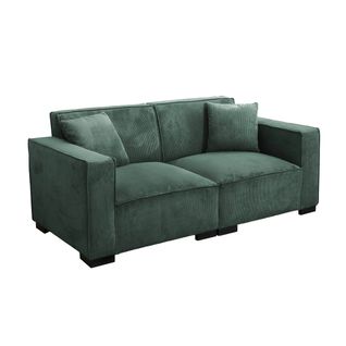 Canapé Droit En Velours Côtelé 2 Places Vert Foncé L 180 Cm  Alphy