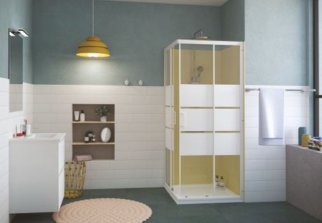 Porte De Douche Missi - Accès D'angle - Finition Blanc - 70x185cm