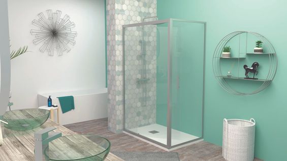 Porte De Douche Ekla - Pivotante - Finition Chromé - 120x185cm