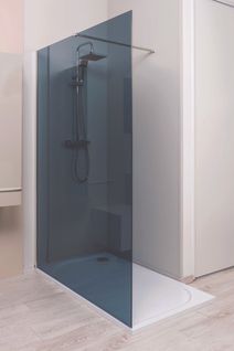 Paroi De Douche Italienne - Verre Trempé 8mm - Sérigraphie Fumé - 140x200cm
