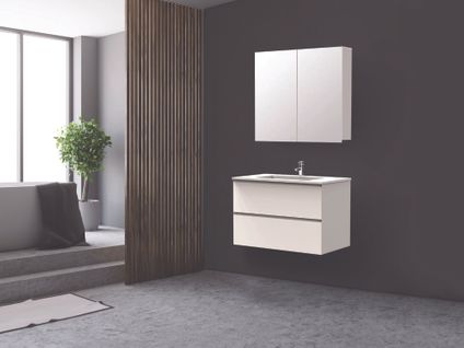 Meuble De Salle De Bain à Suspendre Max - L80cm - Blanc - Mat - Livré Monté