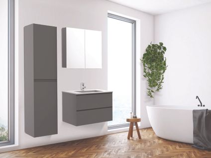 Meuble De Salle De Bain à Suspendre Max - L80cm - Anthracite - Mat - Livré Monté