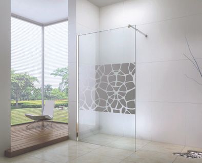 Paroi De Douche Alea - Verre Trempé 10mm - Sérigraphie Miroir - 90x200cm