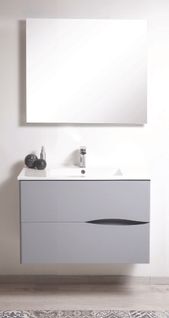 Meuble De Salle De Bain à Suspendre 2doo - L90cm - Gris -  - Livré Monté