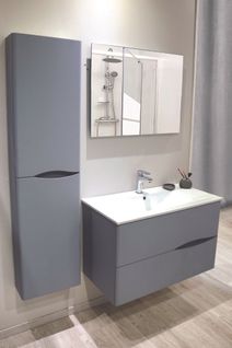 Colonne De Salle De Bain à Suspendre 2doo - L40cm - Gris - Livré Monté
