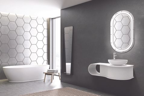 Plan Vasque à Suspendre Snow - 100cm - Blanc - Solid Surface - Sans Trop Plein