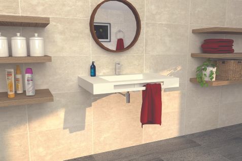 Plan Vasque Salle De Bain à Suspendre Liceo - 80cm - Solid Surface - Avec Trop Plein Et Bonde