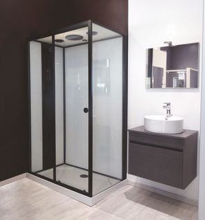 Cabine De Douche Hydromassante Nogea Slim - Sans Silicone - Noir Mat - 120x70cm