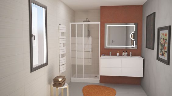 Porte De Douche Shiva - Coulissante - Finition Blanc - 120x190cm