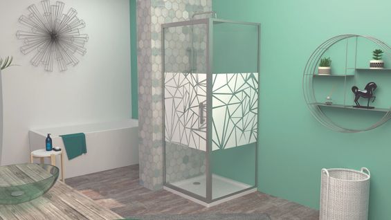 Porte De Douche Ekla - Pivotante - Finition Sérigraphié - 90x185cm