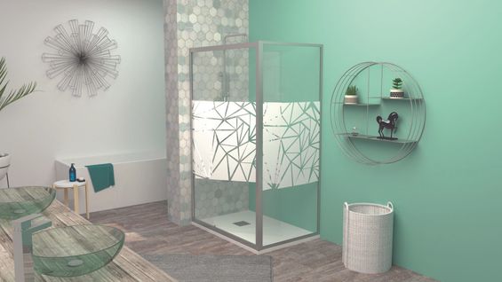 Porte De Douche Ekla - Pivotante - Finition Sérigraphié - 120x185cm