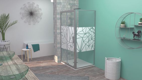 Porte De Douche Ekla - Coulissante - Finition Sérigraphié - 120x185cm