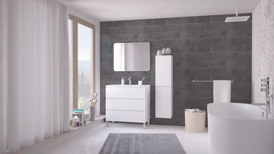 Meuble De Salle De Bain à Poser Trendy - 3 Tiroirs - 80cm - Blanc Mat - Vasque
