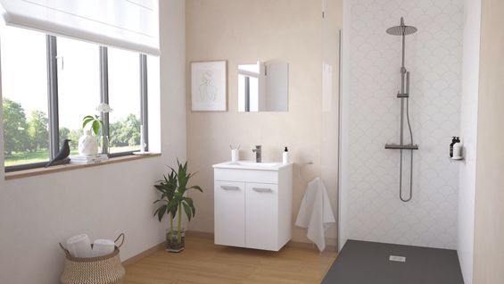 Meuble De Salle De Bain Smart - Suspendu - 60cm -  2 Portes - Finitions Blanc