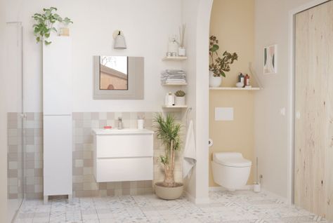 Meuble Salle De Bain à Suspendre Lila - 60cm - 2 Tiroirs - Blanc - Miroir