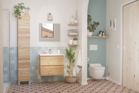 Meuble Salle De Bain à Suspendre Lila - 60cm - 2 Tiroirs -bois - Miroir