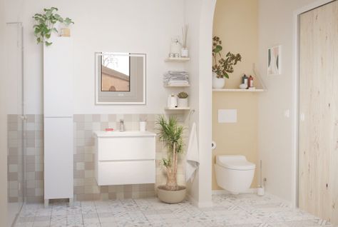Meuble Salle De Bain à Suspendre Lila - 60cm - 2 Tiroirs - Blanc - Miroir LED Laura