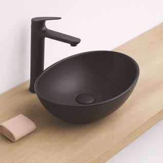 Vasque à Poser Hana - Céramique Noire - Finition Mat - Dim : 40,5 X 33 X 14 Cm