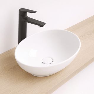 Vasque à Poser Hana - Céramique Blanche - Dim : 40,5 X 33 X 14 Cm