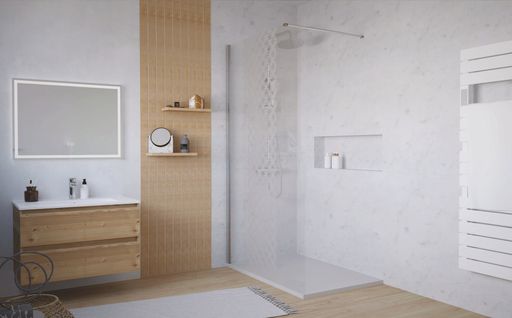 Pack Douche - Receveur Blanc 120x80cm + Paroi En 120cm + Barre De Fixation