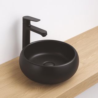 Vasque Ronde à Poser Sora - Céramique - Noir Mat - Dim : D.36 X H.12 Cm