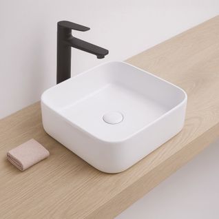 Vasque à Poser Carré Lys - Céramique Blanche Brillant - Dim : 37 X 37 X 11 Cm