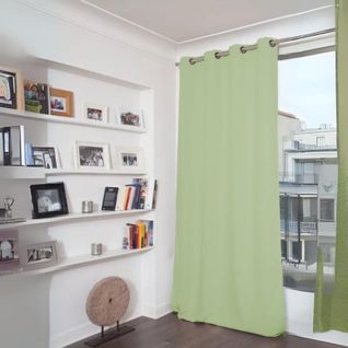 Rideau Phonique Occultant Et Thermique  - 140x260 Cm - Vert Tilleul