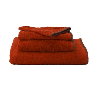 Serviette Grand Hotel Surpiqure Noire - 30x50 Cm - Orange
