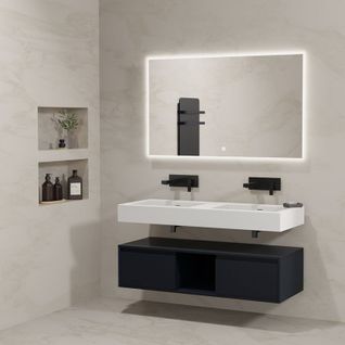 Meuble De Salle De Bain Romanza 1200 Noir (sans Miroir)