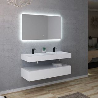 Meuble De Salle De Bain Avellino-1200 Blanc (sans Miroir)