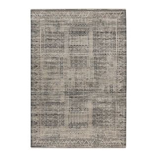 Tapis Vintage Avec Franges Rayé Gobi Gris 160x230