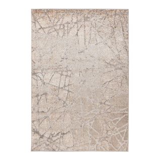 Tapis Moderne Effet 3d Rectangle Rayé Katoun Beige Argenté 80x150