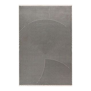 Tapis Moderne Effet Courbe Avec Franges Hanae Gris 80x150