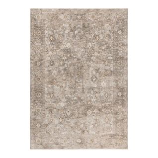 Tapis Gris Vintage Avec Franges Rayé Pastel Gris 280x370