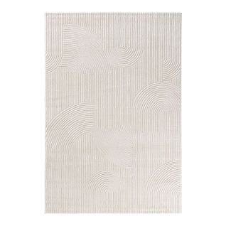 Tapis Scandinave Graphique Courtes Mèches Taro Crème 160x230