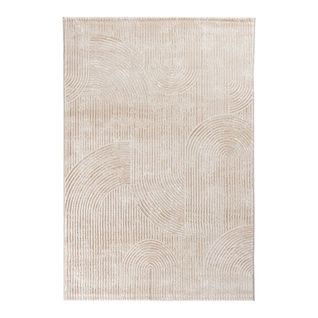 Tapis Scandinave Graphique Courtes Mèches Taro Beige 80x300