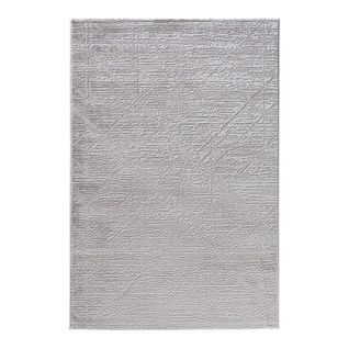Tapis Moderne Rayé Rectangle Poils Ras Jivan Gris 80x300