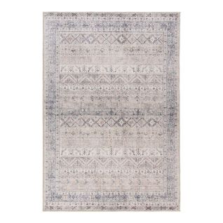 Tapis Rayé Beige Vintage Plat Rectangle Samina Beige 80x300