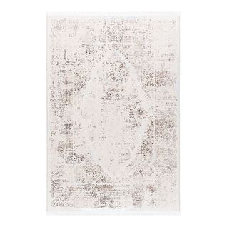 Tapis Vintage Doux Rayé Avec Franges Keith Beige 80x300