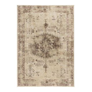 Tapis Vintage Viscose Rayé Intérieur Amir Beige 280x380