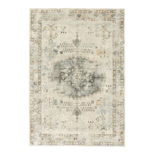 Tapis Vintage Viscose Rayé Intérieur Amir Vert 280x380