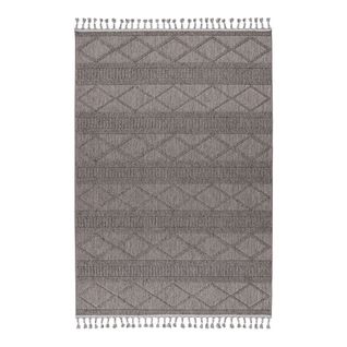 Tapis Graphique Moderne Avec Franges Nisha Gris 120x170
