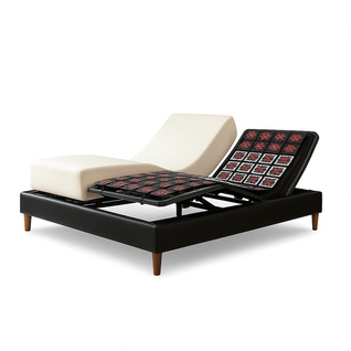 Pack Lit Électrique Matelas 140x190 - Noir - Sommier Relaxation+contour Lit Simili Cuir+matelas