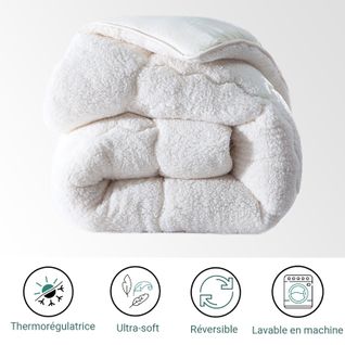 Couette Réversible Eté-hiver 200 X 200 Cm - Sherpa Blanche - Couette Chaude