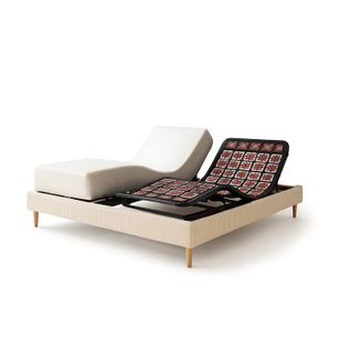 Pack Lit Électrique Matelas 180x20 - Beige - Sommier Relaxation+contour Lit Velours Cotelé+matelas
