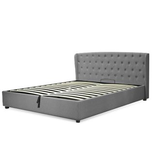 Lit Coffre Clémentine Deluxe : Tissu Et Sommier à Lattes - 90x190 Cm