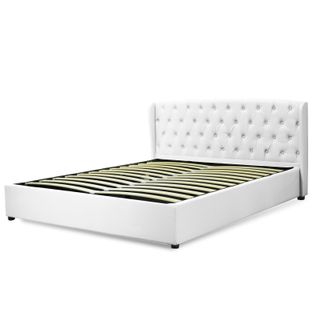 Lit Coffre Clémentine Deluxe : Tissu Et Sommier à Lattes - 200x200 Cm