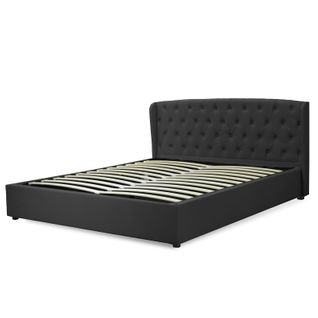 Lit Coffre Clémentine Deluxe : Tissu Et Sommier à Lattes - 200x200 Cm