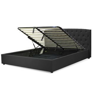 Lit Coffre Clémentine Deluxe : Tissu Et Sommier à Lattes - 200x200 Cm