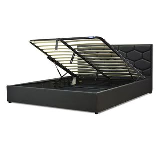 Lit Coffre Clémentine Deluxe : Tissu Et Sommier à Lattes - 90x190 Cm